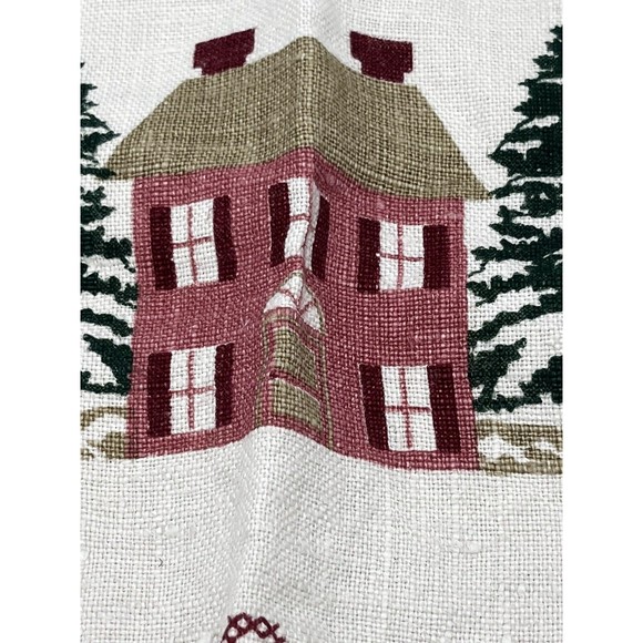 Vintage Holiday Christmas Colonial Stamped Cross Stitch Napkins 25 x 16" Rustic - Picture 2 of 5
